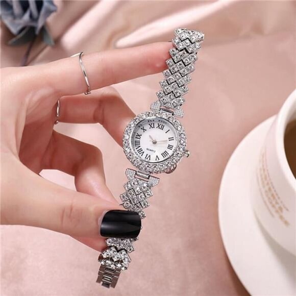 Crystal-Accented Bracelet Watches– Elegant Rose Gold, Gold, and Silver Tone Trio - Picture 3 of 7